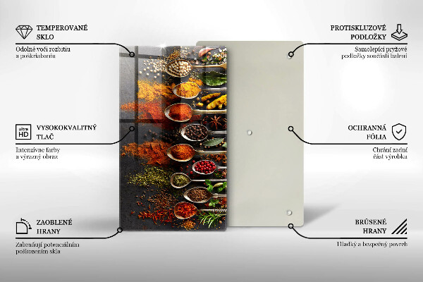 Tabla de cortar de vidrio Cucharas con especias
