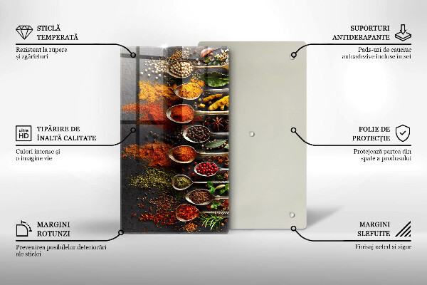 Tabla de cortar de vidrio Cucharas con especias