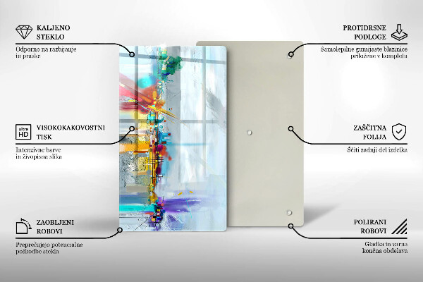 Tabla de cortar de vidrio Abstracción pintada
