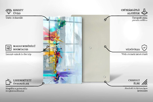 Tabla de cortar de vidrio Abstracción pintada