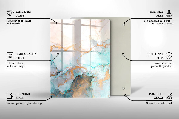 Tabla de cortar de vidrio Abstracción pastel