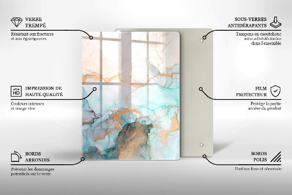 Tabla de cortar de vidrio Abstracción pastel