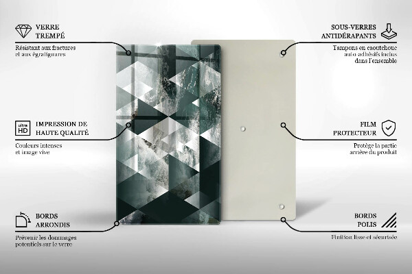 Tabla de cortar de vidrio Triángulos y agua