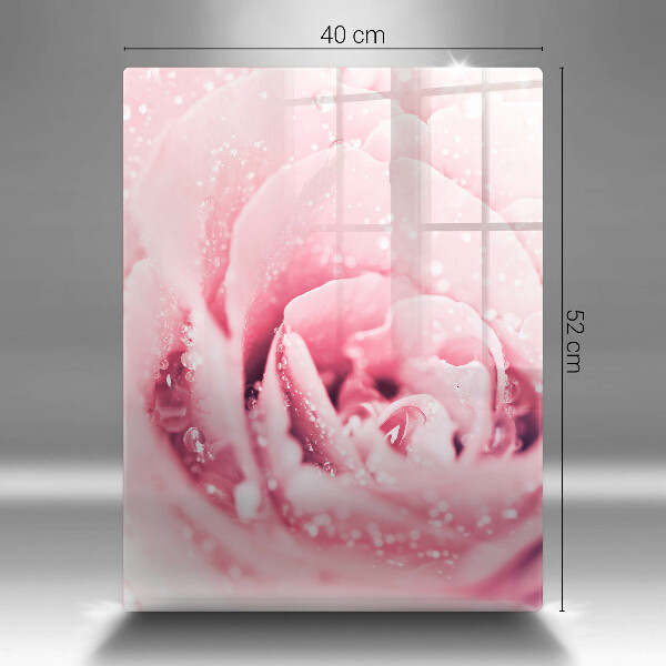 Tabla de cortar de vidrio Gotas de rocío y flor de rosa