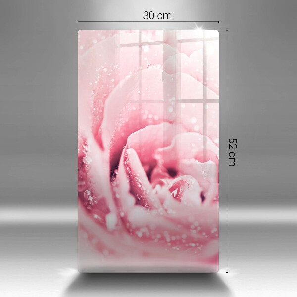 Tabla de cortar de vidrio Gotas de rocío y flor de rosa