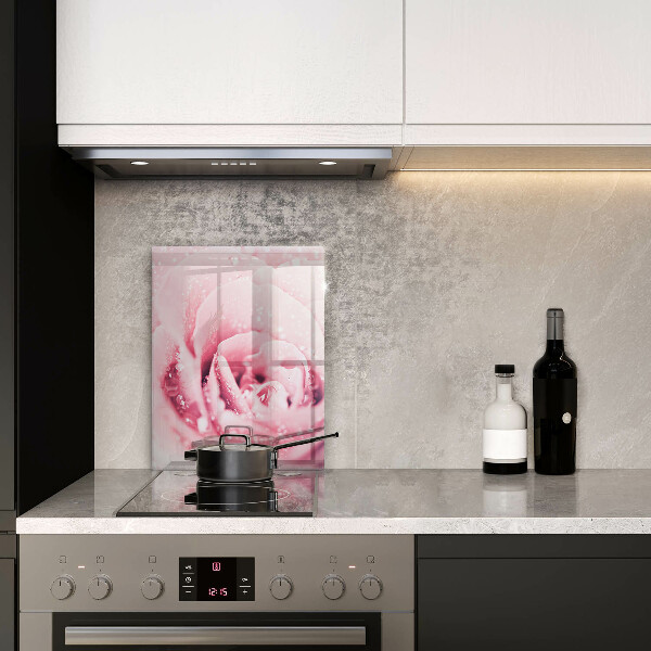 Tabla de cortar de vidrio Gotas de rocío y flor de rosa