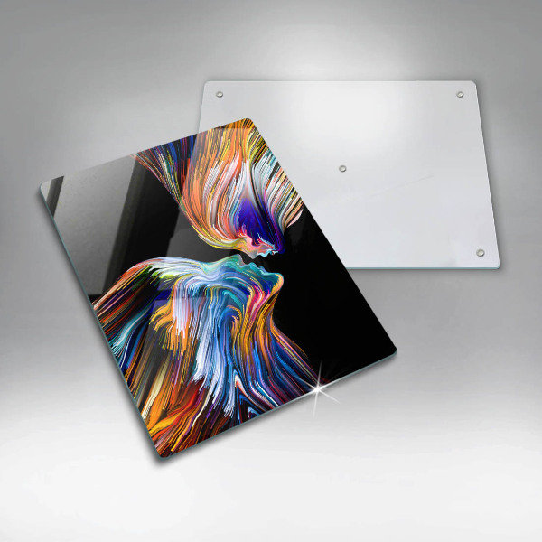 Tabla de cortar de vidrio Abstracción de beso