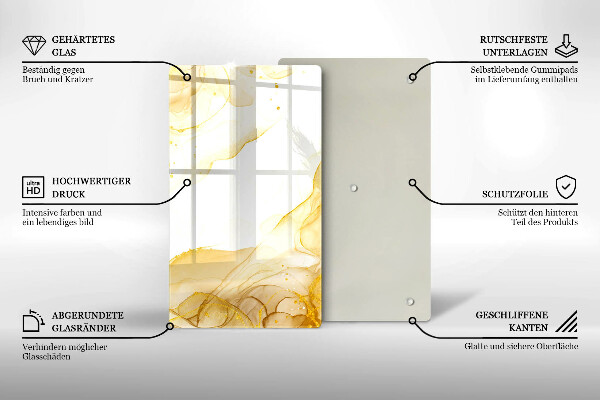 Tabla de cortar de vidrio Abstracción dorada