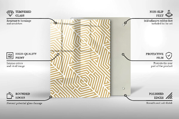 Tabla de cortar de vidrio Abstracción dorada