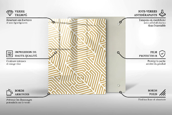 Tabla de cortar de vidrio Abstracción dorada