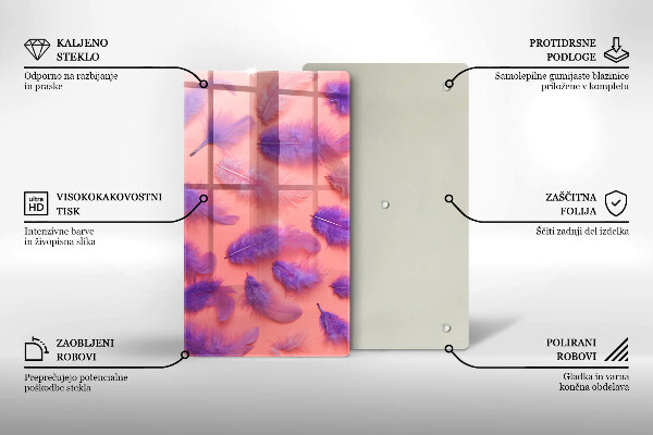 Tabla de cortar de vidrio Plumas esponjosas
