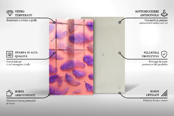 Tabla de cortar de vidrio Plumas esponjosas