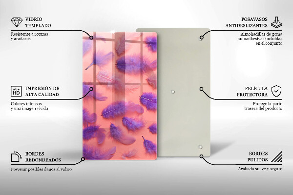 Tabla de cortar de vidrio Plumas esponjosas