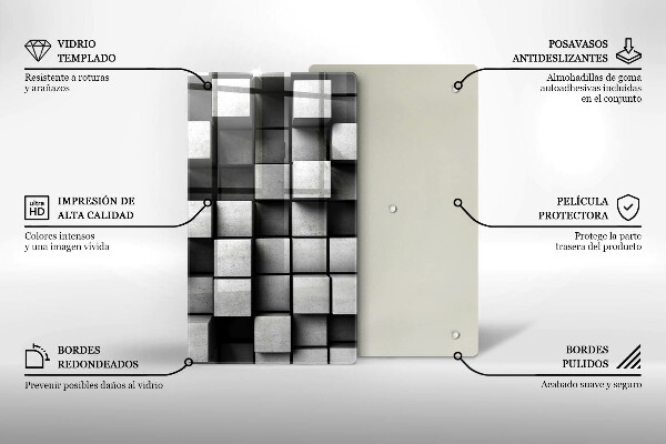 Tabla de cortar de vidrio Cuadrados abstractos 3d