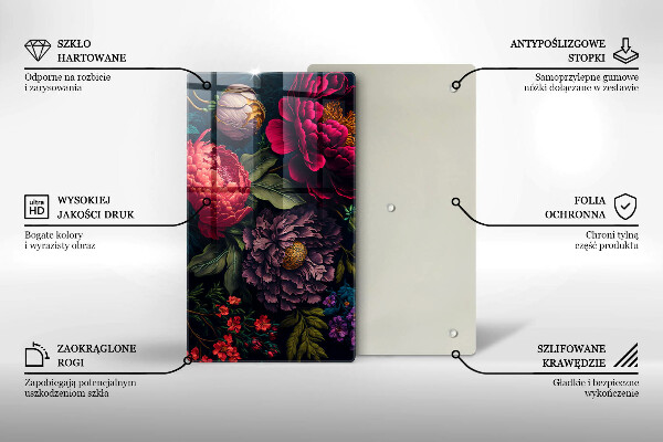 Tabla de cortar de vidrio Hermosas flores