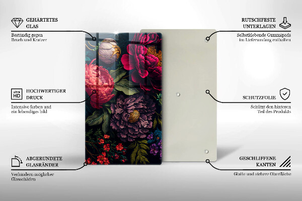 Tabla de cortar de vidrio Hermosas flores