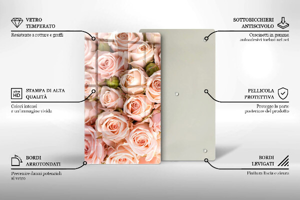 Tabla de cortar de vidrio Ramo de rosas delicadas