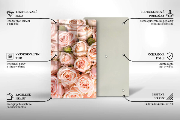 Tabla de cortar de vidrio Ramo de rosas delicadas