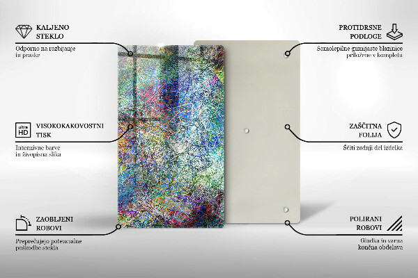 Tabla de cortar de vidrio Abstracción de línea colorida