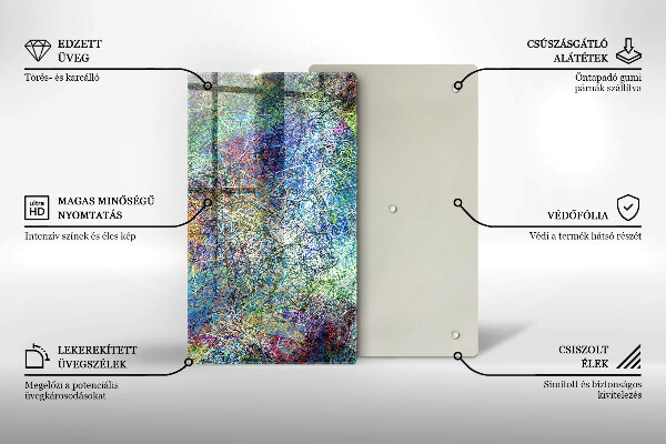 Tabla de cortar de vidrio Abstracción de línea colorida