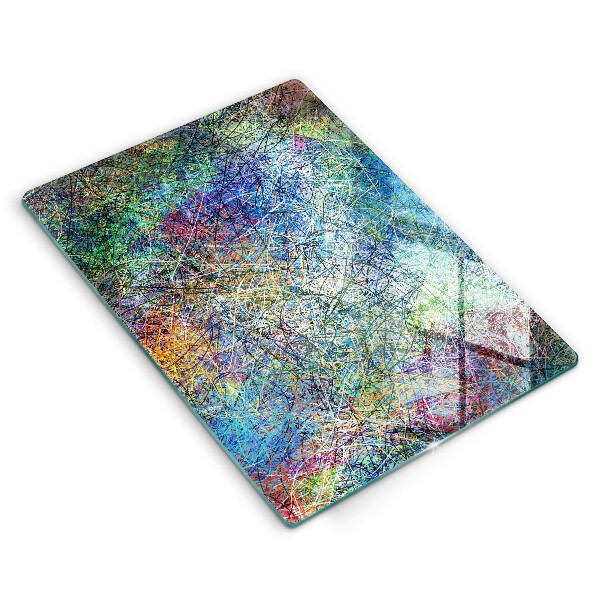 Tabla de cortar de vidrio Abstracción de línea colorida