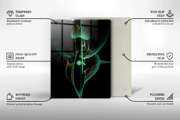 Tabla de cortar de vidrio Abstracción de línea colorida