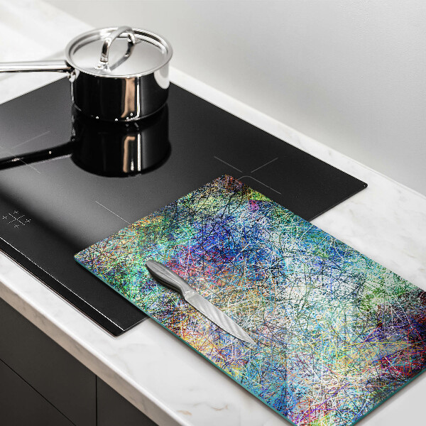 Tabla de cortar de vidrio Abstracción de línea colorida