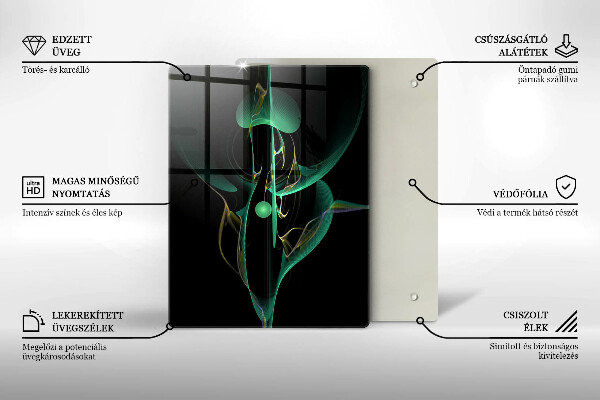 Tabla de cortar de vidrio Abstracción de línea colorida