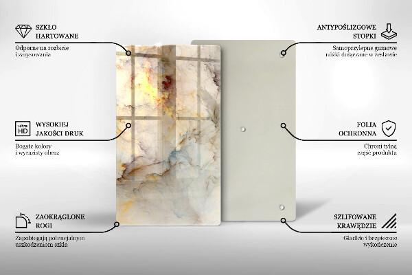 Tabla de cortar de vidrio Textura de mármol con oro