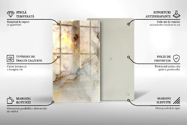 Tabla de cortar de vidrio Textura de mármol con oro