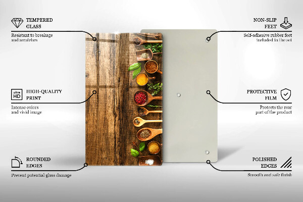 Tabla de cortar de vidrio Cucharas de madera de especias