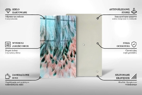 Tabla de cortar de vidrio Plumas de pájaro boho