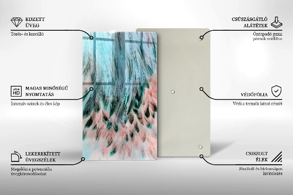 Tabla de cortar de vidrio Plumas de pájaro boho