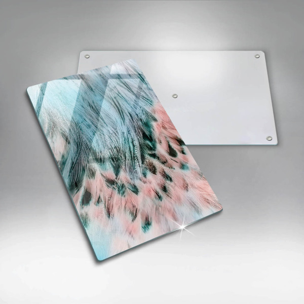 Tabla de cortar de vidrio Plumas de pájaro boho