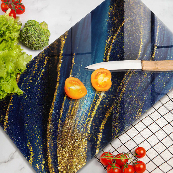 Tabla de cortar de vidrio Abstracción azul marino