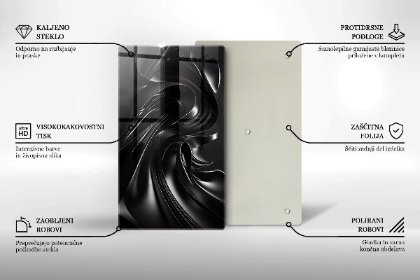 Tabla de cortar de vidrio Masa negra abstracta