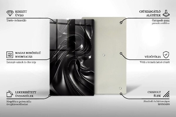 Tabla de cortar de vidrio Masa negra abstracta