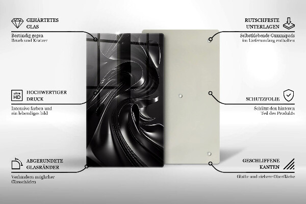 Tabla de cortar de vidrio Masa negra abstracta