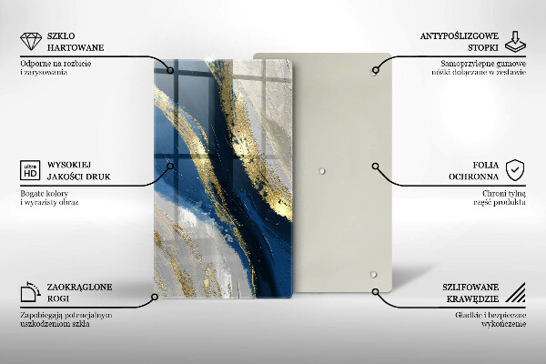 Tabla de cortar de vidrio Textura con oro