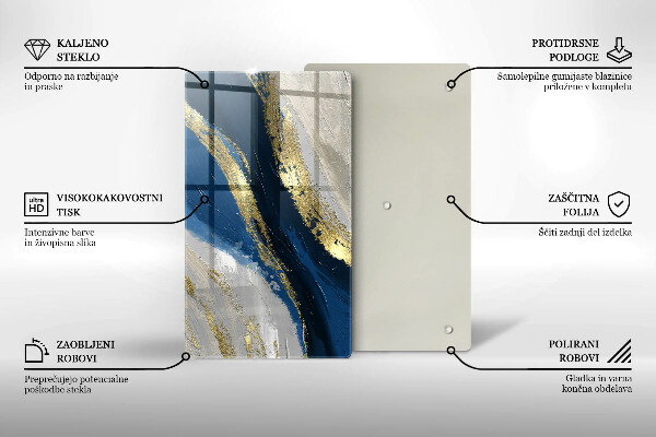 Tabla de cortar de vidrio Textura con oro