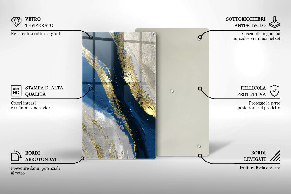 Tabla de cortar de vidrio Textura con oro