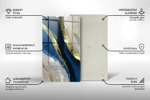 Tabla de cortar de vidrio Textura con oro