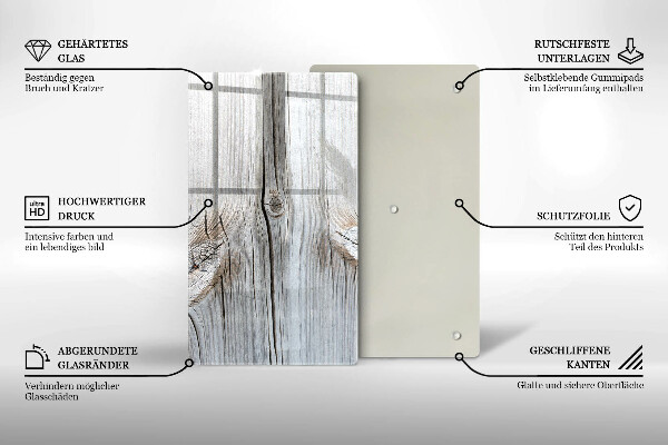 Tabla de cortar de vidrio Estructura de madera brillante