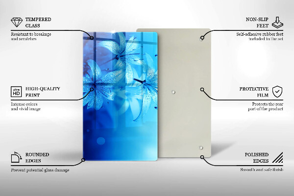 Tabla de cortar de vidrio Flores azules