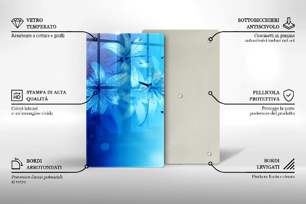 Tabla de cortar de vidrio Flores azules