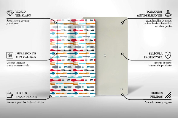 Tabla de cortar de vidrio Ilustración de cuchara