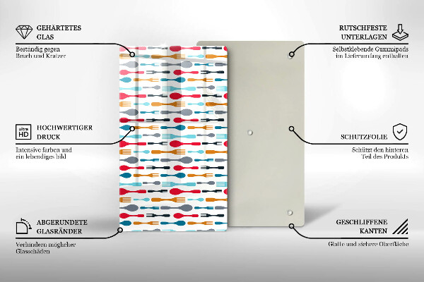 Tabla de cortar de vidrio Ilustración de cuchara