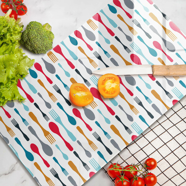 Tabla de cortar de vidrio Ilustración de cuchara