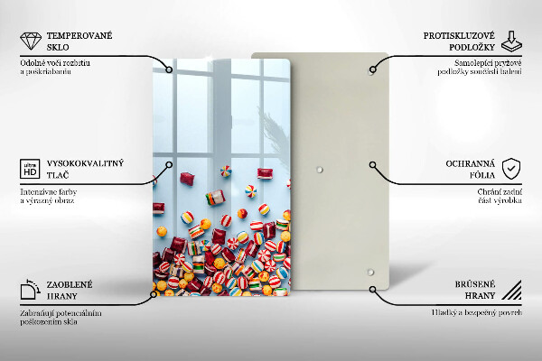 Tabla de cortar de vidrio Caramelos de colores