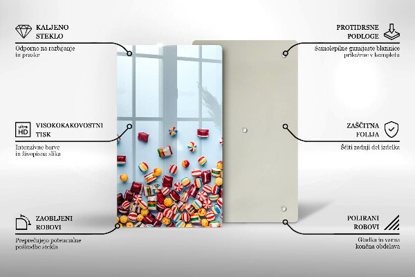 Tabla de cortar de vidrio Caramelos de colores